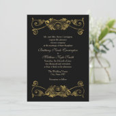 Invitation Mariage élégant Formel Noir et Or (Debout devant)