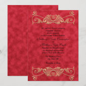 Invitation Mariage élégant Formel Rouge et Or (Devant / Derrière)