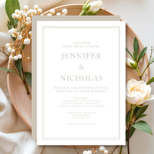 Invitation Mariage Élégant Formel Taupe