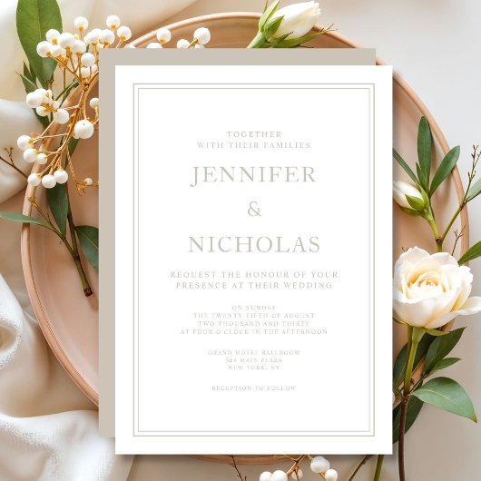 Invitation Mariage Élégant Formel Taupe