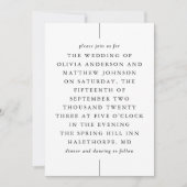 Invitation Mariage Élégant Formel | Typographie Éditoriale (Devant)