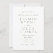 Invitation Mariage Élégant Formel Vert Mousse et Blanc (Devant)