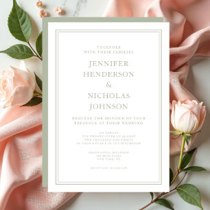 Invitation Mariage Élégant Formel Vert Sauge
