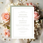 Invitation Mariage Élégant Formel Vert Sauge