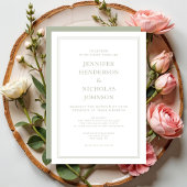 Invitation Mariage Élégant Formel Vert Sauge