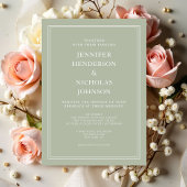Invitation Mariage Élégant Formel Vert Sauge Moderne