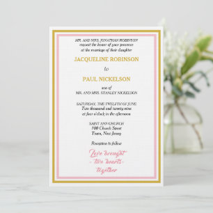 Invitation Mariage Élégant Géométrique Rose Or