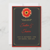 Invitation Mariage élégant Gerbera Daisy Red and Gold Accents (Devant)