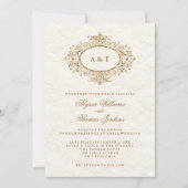 Invitation Mariage Élégant Glam Faux Cuivre sur Fond Blanc Cr (Devant)