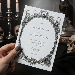 Invitation Mariage élégant gothique vintage toile noire