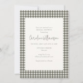 Invitation Mariage élégant gris moderne à carreaux et gingham (Devant)