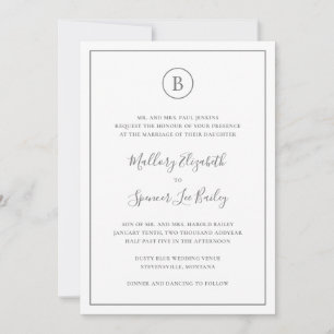 Invitation Mariage Élégant Gris Traditionnel Tout En Un