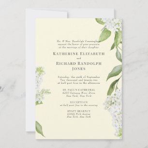 Invitation Mariage Élégant Hydrangea Blanc Jaune