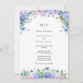 Invitation Mariage Élégant Hydrangea Bleu Bordure Monogramme (Devant)