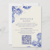 Invitation Mariage élégant Hydrangea Bleu Ivoire (Dos)