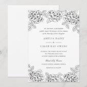 Invitation Mariage Élégant Hydrangea Cadre (Devant / Derrière)