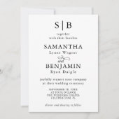 Invitation Mariage Élégant Initiales Monogramme Classique (Devant)