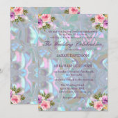 Invitation Mariage Élégant Iridescent de Nacre (Devant / Derrière)
