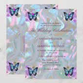 Invitation Mariage élégant iridescent nacre (Devant / Derrière)