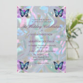 Invitation Mariage élégant iridescent nacre (Debout devant)