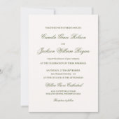 Invitation Mariage Élégant Ivoire et Vert (Devant)