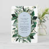 Invitation Mariage Élégant Jardin Botanique Bleu Poussiéreux  (Debout devant)