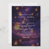 Invitation Mariage Élégant Lanternes Emmêlées Code QR Moderne (Devant)