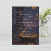 Invitation Mariage Élégant Lanternes Emmêlées Code QR Moderne (Debout devant)