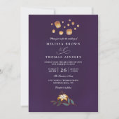 Invitation Mariage Élégant Lanternes Emmêlées Code QR Moderne (Devant)