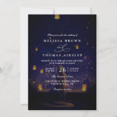 Invitation Mariage Élégant Lanternes Emmêlées Code QR Moderne (Devant)
