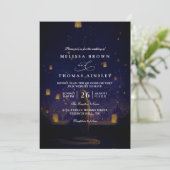 Invitation Mariage Élégant Lanternes Emmêlées Code QR Moderne (Debout devant)