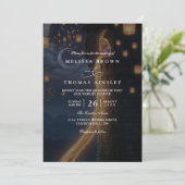 Invitation Mariage Élégant Lanternes Emmêlées Code QR Moderne (Debout devant)