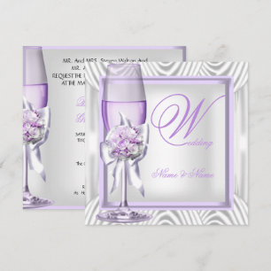 Invitation Mariage élégant lavande violet lilas champagne