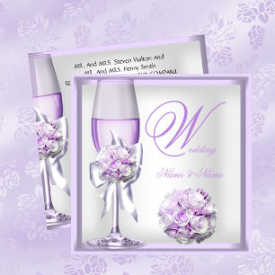Invitation Mariage Élégant Lavande Violet Lilas Champagne 2