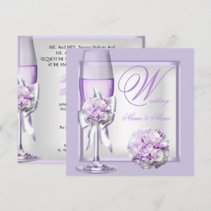 Invitation Mariage élégant Lavande Violet Lilas Champagne 3