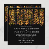 Invitation Mariage élégant Lumières dorées modernes (Devant / Derrière)