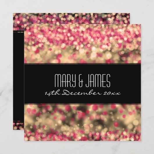 Invitation Mariage Élégant Lumières scintillantes Fuchsia et  (Devant / Derrière)