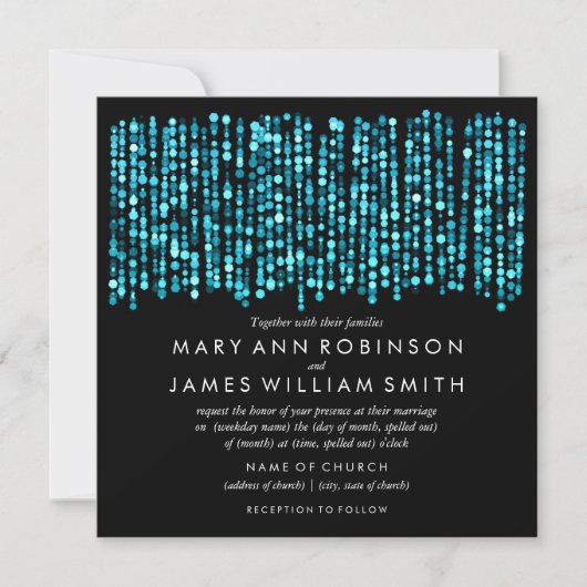 Invitation Mariage élégant Lumières Turquoise Moderne (Devant)