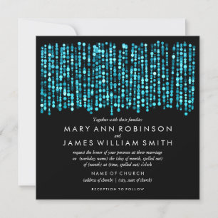 Invitation Mariage élégant Lumières Turquoise Moderne