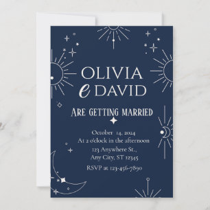 Invitation Mariage élégant Lune & Étoiles