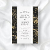Invitation Mariage Élégant Marbre Noir Or