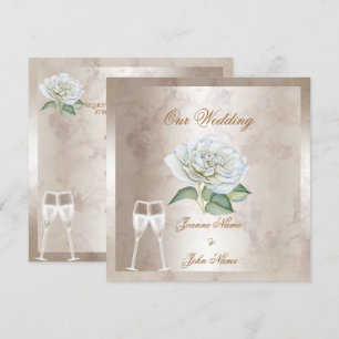 Invitation Mariage élégant Marbre Rose Crème Blanc Champagne