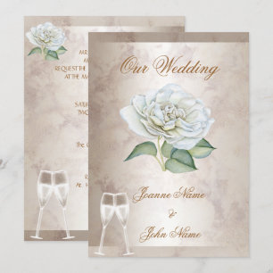Invitation Mariage Élégant Marbre Rose Crème Blanc Champagne