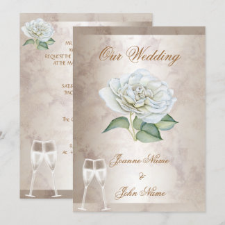 Invitation Mariage Élégant Marbre Rose Crème Blanc Champagne