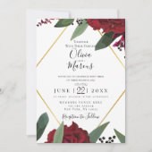 Invitation MARIAGE | Elégant Marsala Floral Bourgogne-Bourgog (Devant)