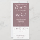Invitation Mariage Élégant Mauve Script Tout En Un (Devant)