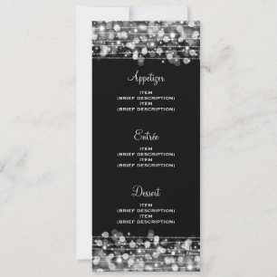 Invitation Mariage élégant Menu Fête Paillettes Argent