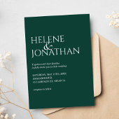 Invitation Mariage élégant minimal Emerald vert moderne