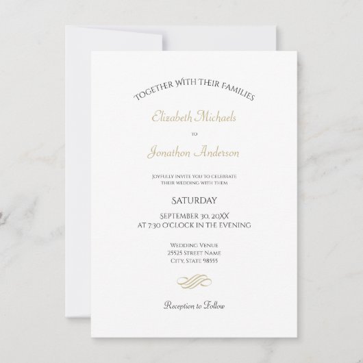 Invitation Mariage Élégant Minimaliste (Devant)