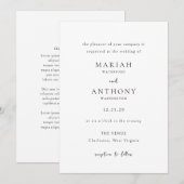 Invitation Mariage Élégant Minimaliste (Devant / Derrière)